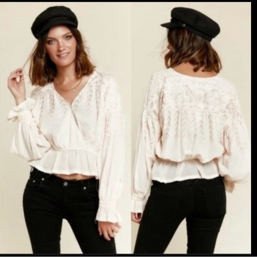 NWOT Free People Snowy Sand Blouse size Small